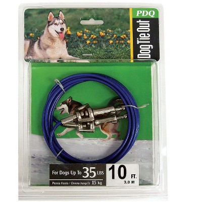 PDQ Blue / Silver Tie-Out Vinyl Coated Cable Dog Tie Out Medium