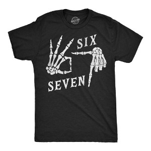 Mens Funny T Shirts 6 7 Skeleton Hands Sarcastic Viral Meme Graphic Novelty Tee For Men - Crazy Dog Men's T Shirt For Nerds - 1 of 4