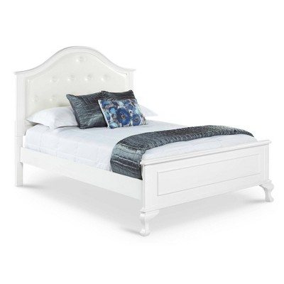 Isabella Full White Upholstered Bed with Pine Frame and Tufted Headboard