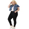 Agnes Orinda Women's Plus Size Denim Y2K Button Down Short Sleeve Streetwear Cropped Jean Jacket - 3 of 4