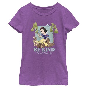 Girls Snow White and the Seven Dwarfs Forest Friends Be Kind to All Kinds T Shirt - 1 of 4