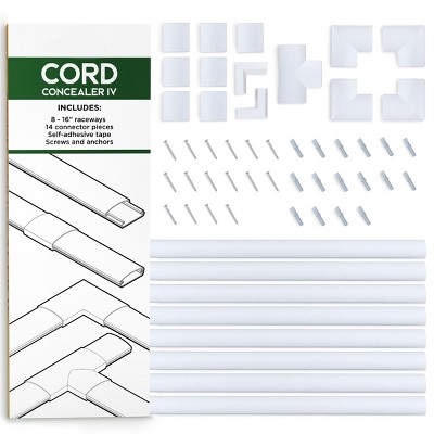 Set Of Six 25-inch Cord Covers – 150-inch Total On-wall Cable Management  Kit For Wall-mounted Tv Or Computer Cables By Simple Cord (white) : Target