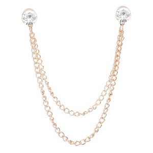 Unique Bargains Bouquet Coat Round Rhinestone Hanging Tassel Chain Lapel Suit Brooch Pins 1 Pc - 1 of 4
