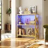Besiost Glass Bookshelves, Modern Gold Display Book Shelf with LED Light - 2 of 4