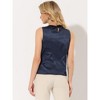Allegra K Women's Satin Round Neck Sleeveless Work Office Pleated Blouse - 4 of 4