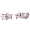 2pcs Couch Set Luxury Classic America Chesterfield Loveseat and Sofa Tufted Camel Back - Morden Fort - 2 of 4