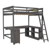 CAVINAS Twin Size Loft Bed Modern Wooden Bed Frame with Desk, Drawers, Shelves, Ladder and Guardrail for Bedroom - 3 of 4