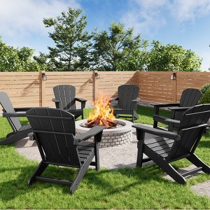 Modern HDPE Adirondack Chair Set of 6 - Oversize 380lb Capacity, Weather-Resistant Poly Lumber with Wood Texture for Deck, Pool, Porch Outdoor Use - 1 of 1