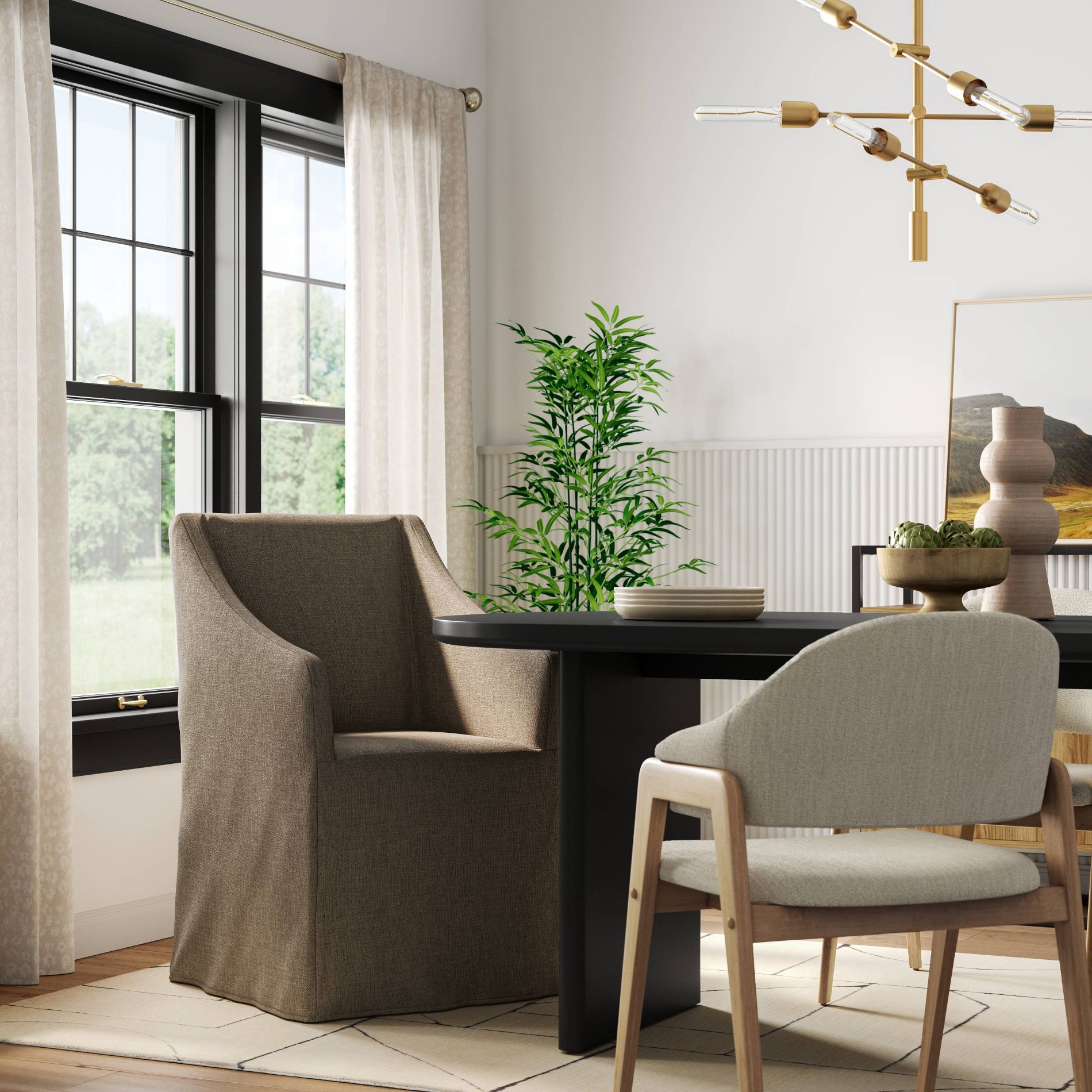 Sloped Arm Slipcovered Dining Chair Performance Textured Weave Driftwood - Threshold™