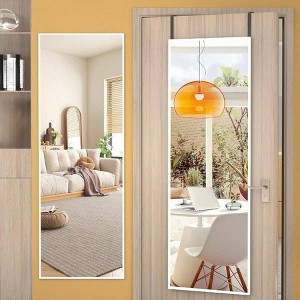 Door Mirror Full Length 51x 16 Inch Wall Mirror Over Door for Bedroom Living Room Cloakroom Durable Metal Frame Silver Color - 1 of 4