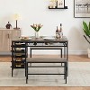 Jojoka Dining Table Set for 4, Kitchen Table Set for 4 with 2 Benches, Rectangular Dining Room Table Set with Wine Rack for Small Space Apartment - 2 of 4