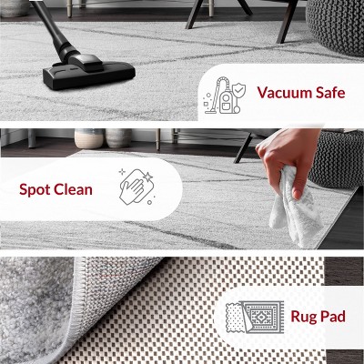 Thigpen Gray Abstract Square Easy Care Area Rug