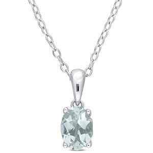 EVERLY JEWELRY | Sterling Silver Gemstone Pendant with Chain – Multiple Stone Options - 1 of 4