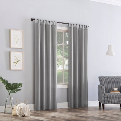 Silver Gray Heathered Texture Tab Top Sheer Curtain Panel