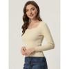 Allegra K Women's Sweetheart Neck Casual Long Sleeve Slim Fit Pullover Sweater - 3 of 4