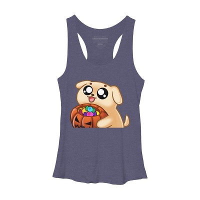 Women's Design By Humans Halloween Candy Pup By Puppers Racerback Tank Top
