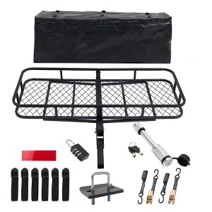 Trailer Hitch Cargo Carrier Rack, 60"x24"x6" Folding Cargo Carrier Hitch Mount, Vehicle Cargo Basket for SUV, RV, Truck, Van, 500 lbs Load Capacity - 1 of 4