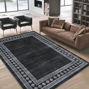 Modern Area Rugs 5x7 Machine Washable Throw Rugs, Non-Shedding Thin Accent Rugs, Foldable Low Pile Indoor Carpet, Ultra-Soft Neutral Floor Mat - 1 of 4