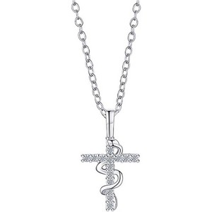 Clotth Snake Cross Pendant Necklace for Women Vintage Stainless Steel Choker Necklace Spirit Snake Animal Rhinestone Cross Adjustable Link Chain - 1 of 4