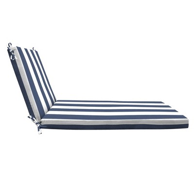 Cabana Stripe Blue & White Polyester Outdoor Chaise Lounge Cushion