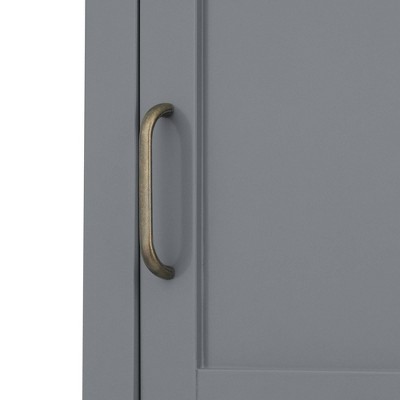 Gray Engineered Wood Linen Tower Cabinet with Adjustable Shelving