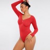 Feelingirl Women's Seamless Long Sleeve Compression Thong Shapewear Bodysuit - 2 of 4