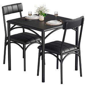 Small Dining Table Set for 2 with Cushion Chairs, 3 Piece Kitchen Table and Upholstered Chairs for Kitchen Apartment Dining Room Small Space - 1 of 4