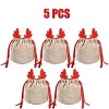 5-Pack Christmas Drawstring Bags, Velvet Gift Pouches for Candy, Party Favors, and Present Wrapping - 2 of 4