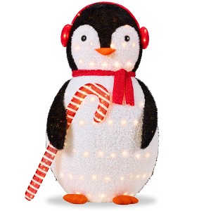 Best Choice Products 5ft Lighted Pop-Up Penguin, Large Yard Outdoor Christmas Decoration w/ LED Lights - Red and White - 1 of 4