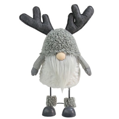 Northlight 15" Grey Bouncy Gnome with Antlers Tabletop Christmas Decoration