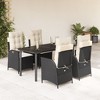 vidaXL Garden Dining Set Black and Cream White Poly Rattan and Steel Large - 2 of 4