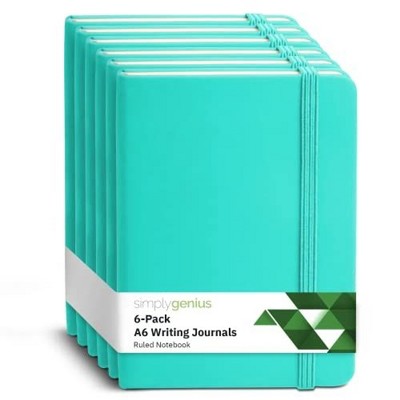 Simply Genius 6 Pack A6 Dotted Notebook, Turquoise Notebooks for Work, Travel, Business, School, Hardcover, 124 Pages, 3.7" x 5.7"