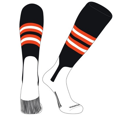 PEAR SOX OTC Baseball Softball Stirrup Socks (F, 7in) Black, Orange, White (XL)