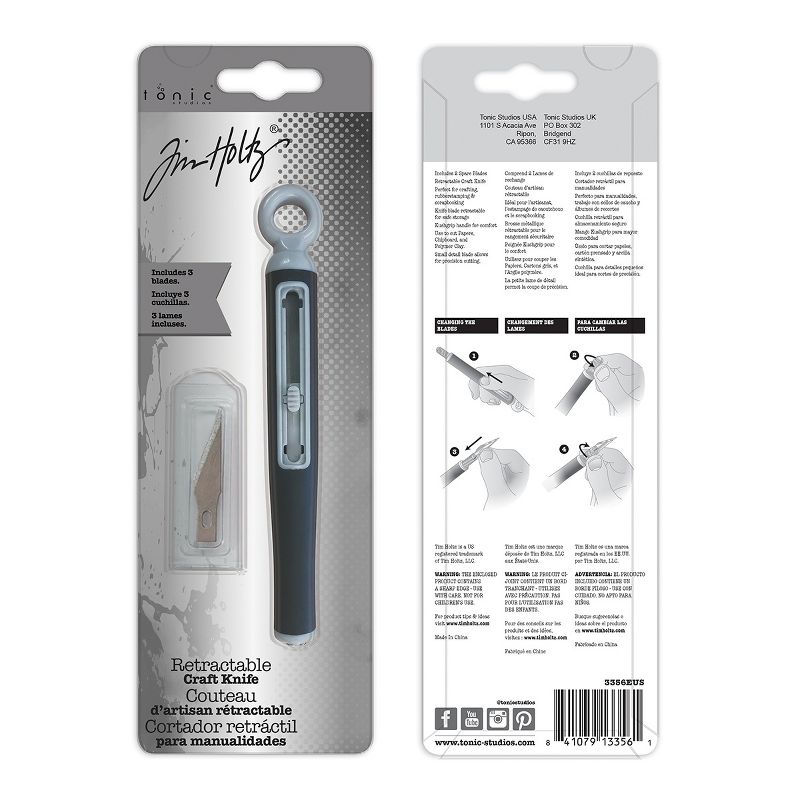 Tim Holtz Hobby Knife Set - Retractable Craft Tool with Replacement Cutting Blades - Fine Point Precision Cutter for Art Supplies and Paper Crafting, 4 of 11
