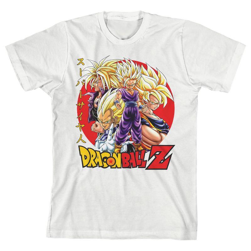 Dragon Ball Z Super Saiyan Characters Layout w/ Logo Youth Boy's White T-shirt, 1 of 2