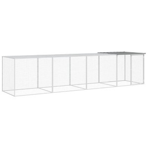 vidaXL Chicken Cage with Ventilated Design and Roof, Galvanized Steel in Light Gray - Perfect for Poultry, Training, Playing and Exercising - 1 of 4