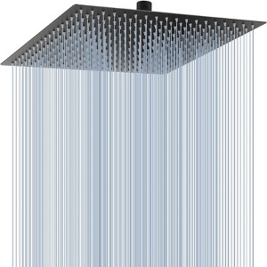 SEVOBAL Shower Faucets 16" Oversize Stainless Steel Rain Shower Head High Pressure Bathroom Faucets, Square Rainfall Showerhead, Black, 16"*16"*2" - 1 of 4