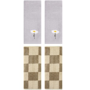 REGALWOVEN 4 Pcs Bathroom Pattern Soft Absorbent Cotton Hand Towels - 1 of 4