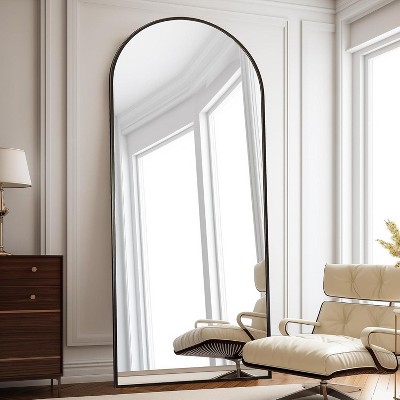 Beautyolove Full Length Mirror 70" x 26" Arched Floor Mirror Wall Hanging Mounted Mirrors Full Body Mirrors, Black