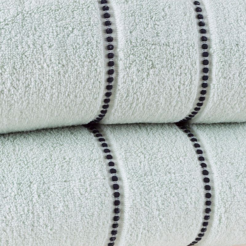 Luxury Cotton Towel Set- 2 Piece Bath Sheet Set Made From 100% Zero Twist Cotton- Quick Dry, Soft and Absorbent By Hastings Home (Seafoam / Black), 3 of 7