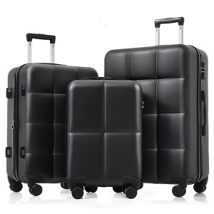 Whisen 3-Piece ABS Hardside Luggage Set with 360° Spinner Wheels, Textured Finish, Side Hooks, Built-in Cup Holder - 1 of 4