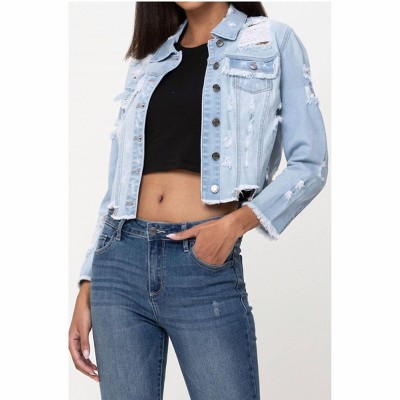 Women's Mid Length Uneven All Over Fray Edges Jacket - CELLO