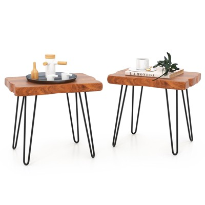 Costway Rectangular End Table Accent Side Reclaimed Indonesia Teak Wood Plant Stand Patio Rustic