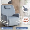 34"W Swivel Rocker Recliner Chair Accent Chair with Lumbar and Neck Support Pillow, USB and Type-C Ports, Blue/Beige/Grey-ModernLuxe - 3 of 4