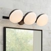 Possini Euro Design Celine Modern Wall Light Black Hardwire 23" 3-Light Fixture Opal White Glass Globe Shade for Bathroom Vanity - 2 of 4