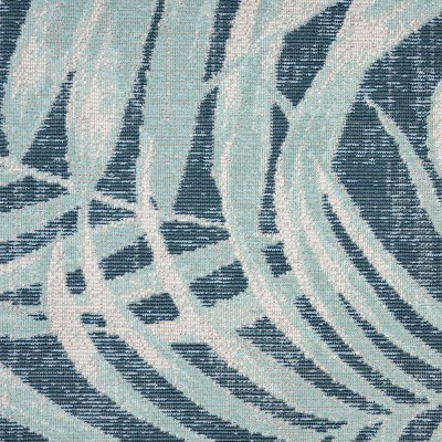 Navy Blue and Aqua Palm Leaf 8' x 10' Indoor/Outdoor Rug