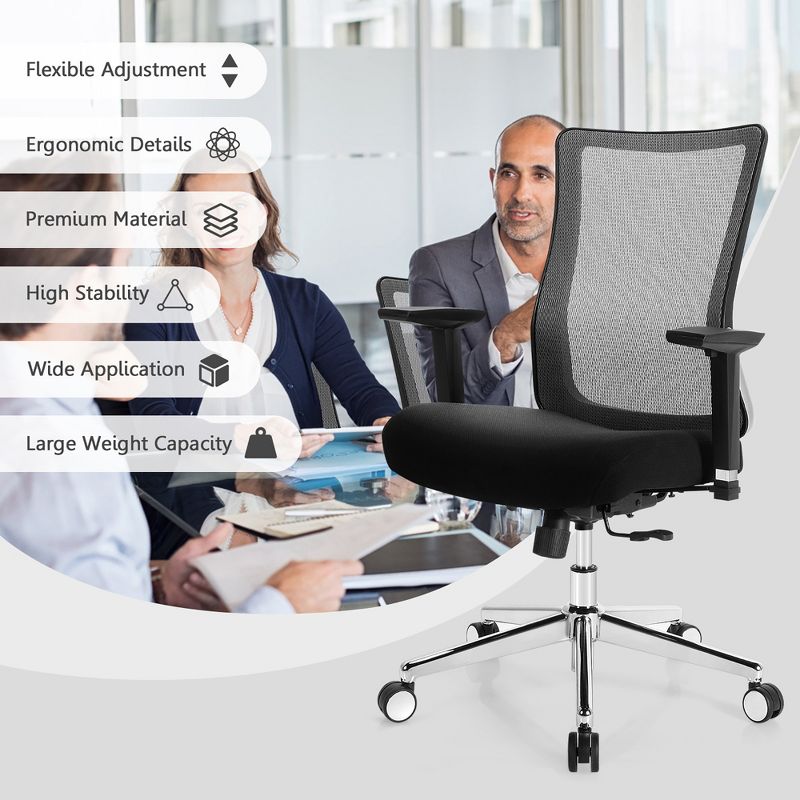 Costway Ergonomic Mesh Office Chair Sliding Seat Height Adjustable w/ Armrest, 5 of 11