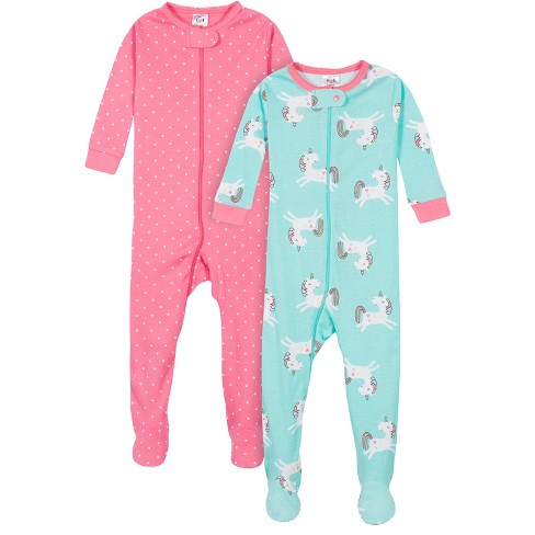 Gerber Baby and Toddler Girls Snug Fit Footed Cotton Pajamas Unicorns 18 Months 2 Pack