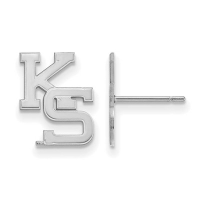 Black Bow Jewelry 14k White Gold Kansas State Wildcats NCAA Post Earrings