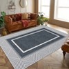Machine Washable Area Rugs Ultra Thin Modern Frame Pattern Throw Rugs Non Slip Foldable Floor Cover Stain Resistant Indoor Carpet - 4 of 4